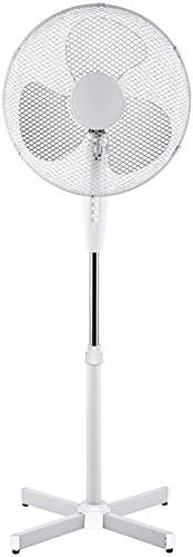 2 X OSCILLATING PEDESTAL AIR COOLING ELECTRIC FAN EXTENDABLE ADJUSTABLE STAND, White