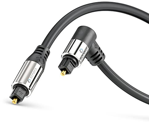 sonero® Premium optisk Toslink-kabel, 2,00 m, förgyllda kontakter, 1 x 90° kontakt, 360° roterbar, svart