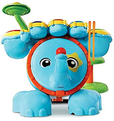 VTech - Ma Batterie Jungle Rock, Instrument de Musique Bébé, Batterie Interactive Éléphant avec Baguettes et Tabouret Enfant, Jouet d'Éveil Musical, Cadeau Enfant Dès 18 Mois - Contenu en Français