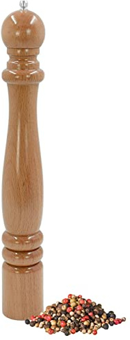 XXL Pfeffermühle aus Buchenholz Salzmühle Gewürzmühle Holz groß mit verstellbarem Keramikmahlwerk Klassisches Design Höhe 40cm