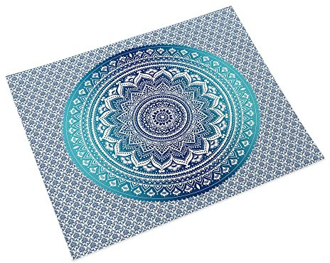 Manteles Individuales Mandala Azul Pavo Real Salvamanteles Individuales Algodón Lino Lavable Individuales Mesa Resistente al Calor Bajoplatos Tapetes para Mesa Bajoplatos 30x45cm 2 Pcs