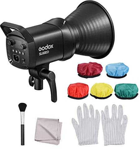 Godox SL60IID Portable Studio LED Video Light 70W Photography Fill Light 5600K±200K Bowens Mount APP/2.4G Wireless/On-board Control + 5pcs Soft Diffuser Cloth + 3-in-1 Cleaning Kit