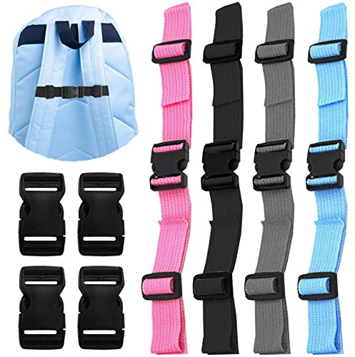 8 Stück Brustgurt Rucksack Kinder Set Verstellbarer Rucksackgurt rutschfest Strapazierfähiger Brustgurt mit 4 Zusätzliche Schnellverschluss für Schulrucksack Jogging Wandern Außerhalb Reise