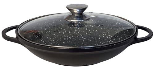 4BIG.fun Poêle wok anti-adhésive avec couvercle en verre Asia - 40 cm - Pour induction