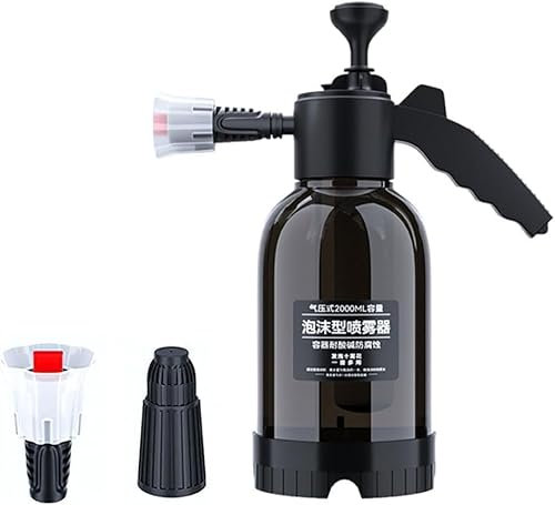 Feawiih Tragbare 2L Schaum Waschpistole Sprüher Handheld Schaum Wasserpumpe Sprüher für Auto Reinigung Outdoor Indoor Garten Pflanzen Bewässerung Geschenk (Schwarz)