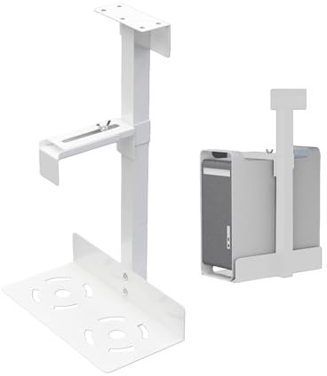 Mimoqk Soporte para PC bajo escritorio y pared, soporte CPU debajo del escritorio, soporte para PC bajo escritorio | Soporte para ordenador de pared y de mesa ajustable a 360 grados, puede contener