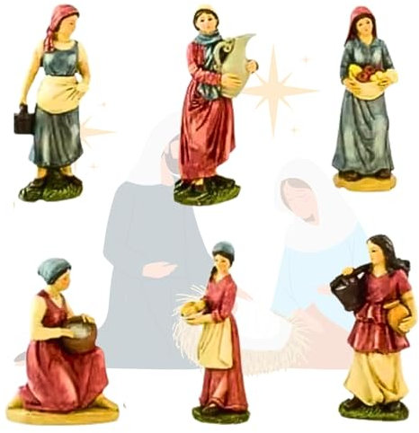 JANDTEK Julfigurer – 6 st julkrubba figurer för julfödelse – pastorer 13 cm