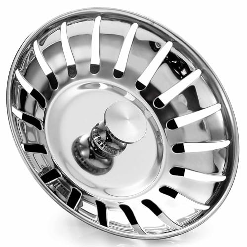 Upgraded Kitchen Sink Plug Strainer Stainless Steel Strainers Sink Plugs Replacement Drain Stopper for Food/Hair Catcher - UK Sinks Hole Diameter 78mm