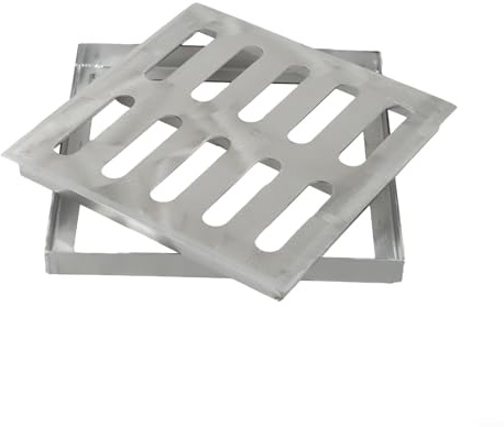 snowchecking Drain Grate Drain Cover Grate Lid, Gully Grid Double-Row Hole Stainless Steel Floor Drain With Frame Slip-Resistant Outdoor Drainage Cover 150-300mm(200 * 200 * 20 * 2mm)