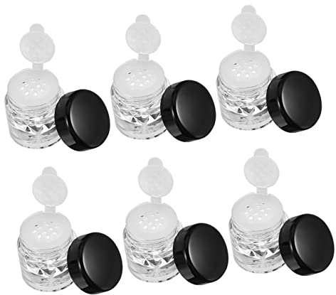 ARTSEWPLY 10pcs 3ml Loose Powder Storage Bottles Black Caps and 12-hole Inner Stoppers Sub Packaging Bottles for Concealer and Makeup Travel Use