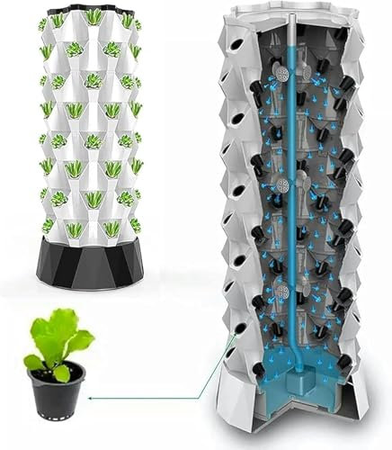 WaiDXn Hydroponic Cultivation System For Indoor Gardening Planting Box With Column Tower Hydroponic Equipment Cultivation Kit, One Set(8 layers)