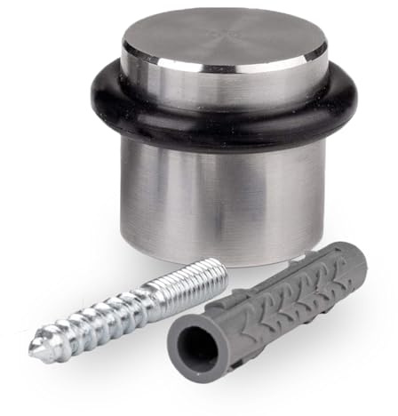 LouMaxx Türstopper Boden Edelstahl zum Schrauben - Schützt Wände dauerhaft vor Beschädigungen - Rostfrei mit TPE-Dämpfung, Ø 38mm - Witterungsbeständig