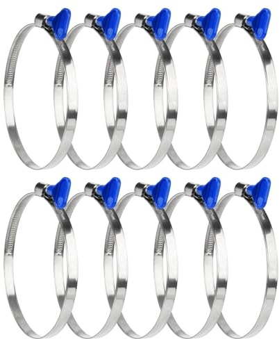 LEONTOOL 10 Pcs 90-112mm Adjustable Key-Type Stainless Steel Hose Clamps Thumb Screw Pipe Clamps for Pipeline Engineering, Dryer Ventilation Outlets, Dust Collection Hoses, Ducts, PVC Pipes