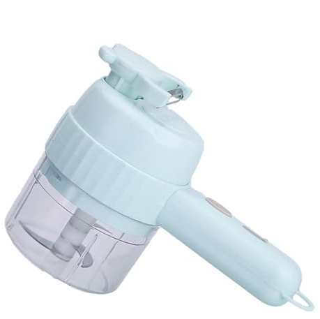 Picadora de ajo eléctrica, 2 Juegos 200Ml 6-in-1 Cortador De Verduras Eléctrico Inalámbrico Mini Machacador Ajo Mano Rebanador Alimentos Tipo-C Picador Carga,Mini procesador de alimentos(Light-Blue)