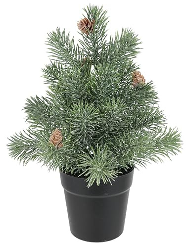 Künstlicher Mini-Tannenbaum mit Zapfen im Topf 32cm Deko Kleiner Christbaum Weihnachtsbaum Kunst Kunsttanne Kunstbaum Dekobaum Koniferen X'Mas Weihnachtsdeko Adventsdeko Kunstpflanze Tanne