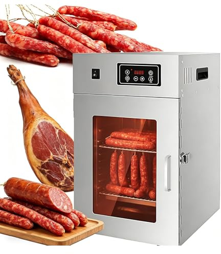 HajMyrdonyx Secador Carne Doméstico, Secador Alimentos Comercial, Cámara Curado Carne 800W, Deshidratador Alimentos Y Armario Secado, Secador Grado Industrial con Ajuste 30 A 90 ℃ 15kg