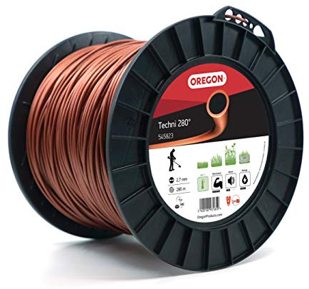 Oregon Fil de débroussailleuse Résistant à la chaleur 2.7mm, Coupe herbes hautes, mauvaises herbes, végétation dense, compatible avec modèles standards, 2.7mm x 280m (545823)