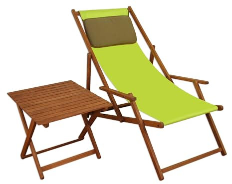 Liegestuhl Pistazie Kissen Tisch Deckchair Holz Buche Gartenstuhl Relaxstuhl klappbar 10-306 T KD