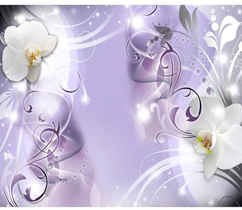 decomonkey Fototapete Blumen Abstrakt 350x256 cm XXL Tapete Wandbild Bild Fototapeten Tapeten Wandtapete Wandtapeten Orchidee Ornament