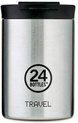 24Bottles Travel Tumbler - Botella Agua Acero Inoxidable 350ml, Botella Termica 6H Caliente 12H Frío para Viaje y Oficina, Vaso Termo Cafe para Llevar 100% Hermético, Cantimplora Termica Brushed Steel