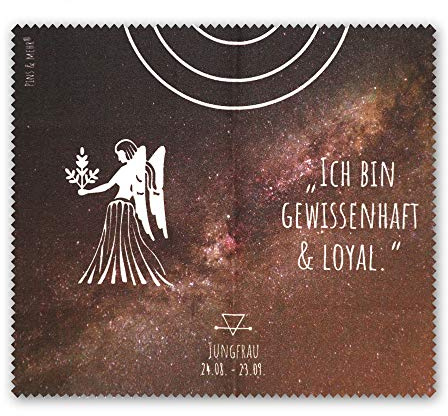 Brillenputztuch Sternzeichen JUNGFRAU (24.08.-23.09.)- Mikrofasertuch zur Reinigung von Brille, Smartphone, Tablet, Display, Kamera