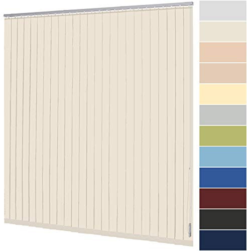 Lamellenvorhang nach Maß Vertikaljalousie 89 mm für Tür und Fenster viele Farben Maßanfertigung Wand- und Deckenmontage Jalousie Lamellen Rollo (Breite 120,1-140 cm x Höhe 160,1-180 cm, Creme)