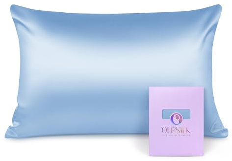 OLESILK Seidenkissenbezug 40x80 für Haar und Haut, Hellblau