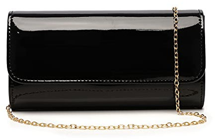 FIVE FLOWER Clutch, Clutch, aus Lackleder, glänzend, für Abendveranstaltungen, schwarz 2, Small