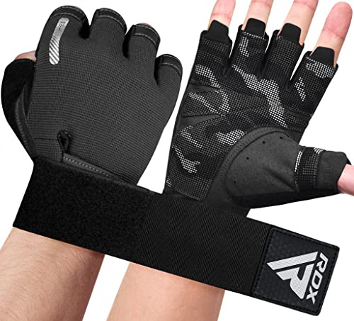 RDX Gewichtheberhandschuhe, zusätzliche Dehnbare Lange Handgelenkstütze, voller Handflächengriff, Männer Frauen Fitness HIIT Workout, Bodybuilding Krafttraining Radfahren Übung Home Gym Ausrüstung