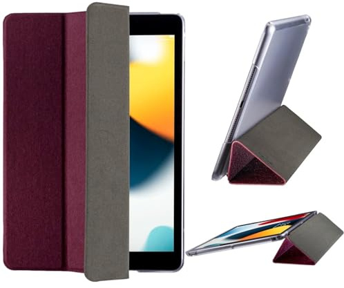 Hama iPad Hülle „Palermo“ für Apple iPad 10.2 7., 8., 9. Generation (Schutzhülle mit Tablet-Stand zum Klappen, Tablet Tasche für Auto-Schlaf/Wach, transparente Rückseite) Bordeaux