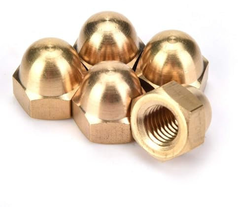 Agatige 5PCS écrous Borgne M12 Hexagonaux, écrou De Dôme, Boulons Filetage Femelle Laiton Couvrent Les écrous Dôme écrou Hexagonal à Capuchon Pour Protection Attaches Véhicule Intérieur Extérieur