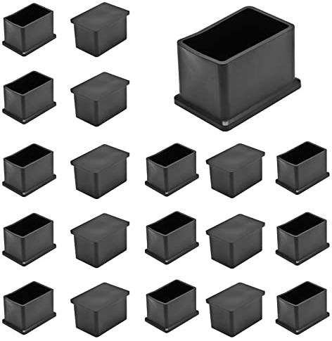 Cjueiom 20pcs 15mm x 30mm / 5/8 x 1-3/16 Chair Leg Floor Protectors Rectangle Table Legs Covers, Black Chair Leg Caps PVC Furniture Leg Protectors, Chair Feet Protectors Stoppers Tips Ferrules Pads