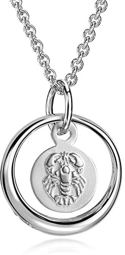 Xaana Taufkette Taufring mit Zirkonia und einem kleinen Sternzeichen Krebs-Einhänger inkl. Kette 36/38 cm 925er Sterlingsilber rhodiniert AMZ0586