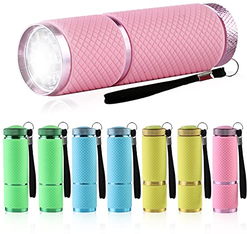 Mini Taschenlampe, 8 Stk Kleine Taschenlampe Kinder für mitgebsel kindergeburtstag, 9 LED Aluminium kleine farbige Handlampe, Wasserdicht Taschenlampen Set Led für Schule Outdoor Camping Dringend