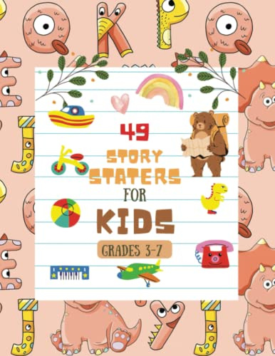 Story Starters For Little Kids: Creative Writing Prompts | 8.5 x 11 in | 49 Story Pages | Creativity Gift for Kids | Cute amazing nice sweet seamless pattern little dinosaur girl