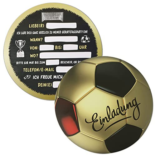 12 Fußball Einladungskarten Kindergeburtstag 14,8cm Rund Fussball Einladung zum Kinder Geburtstag Party für Jungen und Mädchen Geburtstagsfeier Kinderparty Geburtstagseinladungen (Flaggenfarbe)