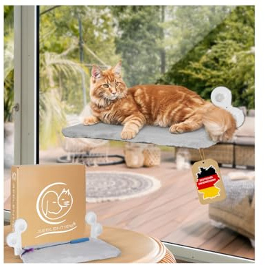 SEELENTIER® Katzen Fensterliege Hängematte Katze Katzenbett Fenster- KatzenFenster Hängematte für Katzen bis zu 20 kg