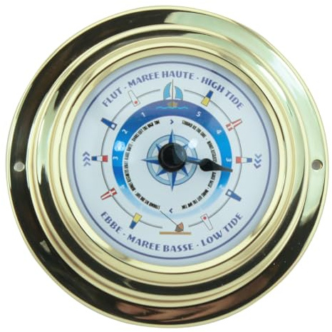 Sea-Club Tide Clock with Design Dial Nautical Brass Diameter 10 cm