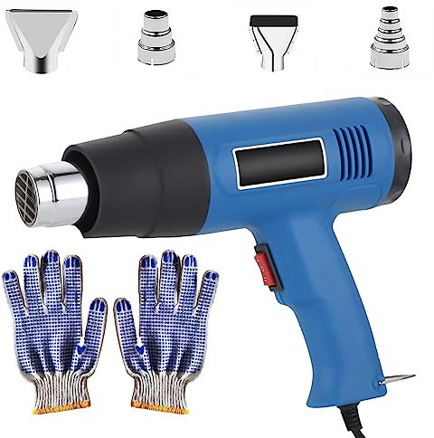 Nizirioo Pistola ad aria calda professionale, pistola ad aria calda da 2000 W, pistola ad aria calda con 2 livelli di calore da 300 ℃ e 500 ℃ con 4 ugelli e graffi per la rimozione del colore