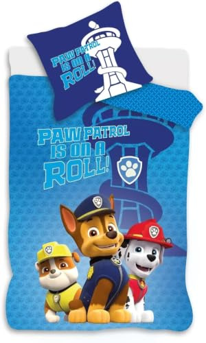 Paw Patrol Baby Bettwäsche 100 x 135 cm 100% Baumwolle | Wendbare Baby-Bettwäsche | Naturbaumwolle weich atmungsaktiv | Nickelodeon | Jungen 0-3 | Kinderbett | Maschinenwaschbar