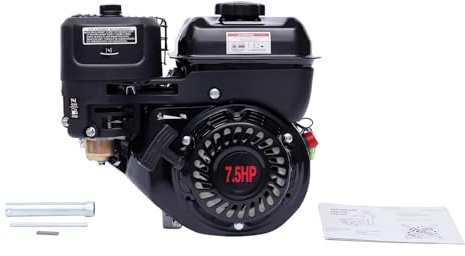 LUNICASHA Moteur à essence 7,5 HP 5,1 kW - Moteur à essence 1 cylindre - 4 temps - Refroidissement à air forcé - Cylindrée 210 cm³ - 3,6 l