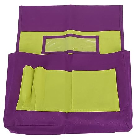 Bolsillo Trasero de Silla, Bolsillo para Respaldo de Silla, Organizador de Suministros para Respaldo de Asiento de Estudiantes con Etiqueta de Nombre (amarillo morado)