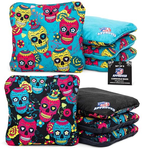 Play Platoon ACO Tournament Series Pro Cornhole Bags Set di 8 sacchi di fagioli professionali per mais, peso da competizione, doppio lato liscio e bastone di grado concorrente, progettati negli Stati