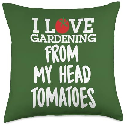 I Love Gardening From My Head Tomatoes Pun Design I Love Gardening from My Head Tomatoes-Funny Pun Soil Throw Pillow, 18x18, Multicolor