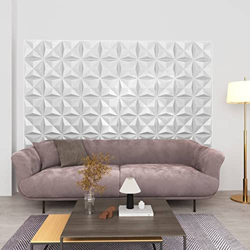 CIADAZ 3D-Wandpaneele 12 STK, Deckenpaneele, Wall Panel, Wandverkleidung, Wandgestaltung, Wanddeko, Dekorative Wandpaneele, 50x50 cm Origami Weiß 3 m²