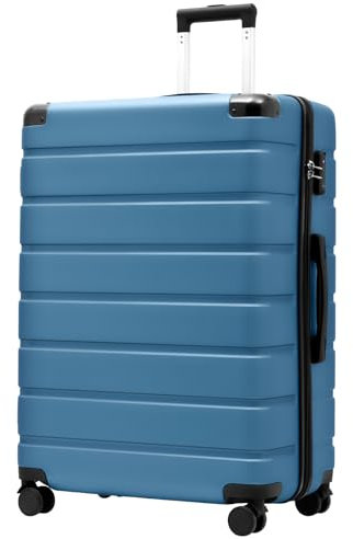 COOLIFE Koffer Trolley-Koffer Hartschalen-Koffer Rollkoffer Reisekoffer von ABS-Material mit TSA-Schloss Teleskopgriff und 4 Zwillingsrollen (Blau, Großer Koffer)