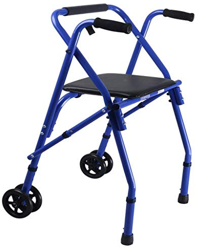 Gehwagen, Transportgehwagen, Rollator mit Sitz und Rädern - und Transportstuhl Leichtgewicht Blau