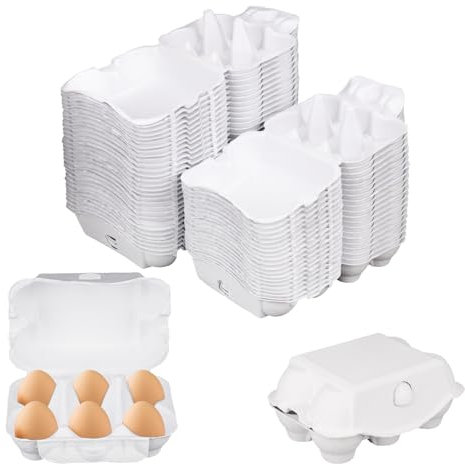 IHDYPPEW Eierkörbe, 50 Stück, halbes Dutzend Eierkartons, Eierhalter für je 6 Eier für sichere Aufbewahrung, Transport und Präsentation – ideal für frische Eier auf dem Bauernhof, zum Basteln, Weiß