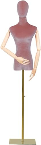 VNNHGB Weiblicher Schaufensterpuppenkörper, freistehende Damen-Schneiderpuppe/höhenverstellbarer Kleiderständer, Schaufensterpuppe mit Metallkopf und -sockel (mit Armen M)