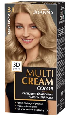 Joanna Multi Cream Color Haarfarbe für Frauen - Sorgt für Lang Anhaltende Farbe - 3D-Tiefeneffekt - Deckt Graue Haare ab - Ansatzfarbe - Farbe Sandblond 31 - Komplettset